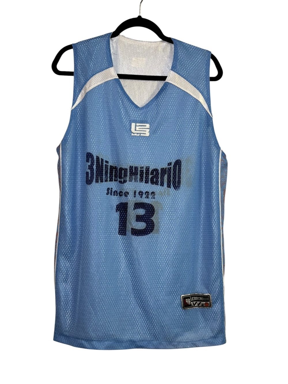 Light Blue Mesh Basketball Jersey with Number 13